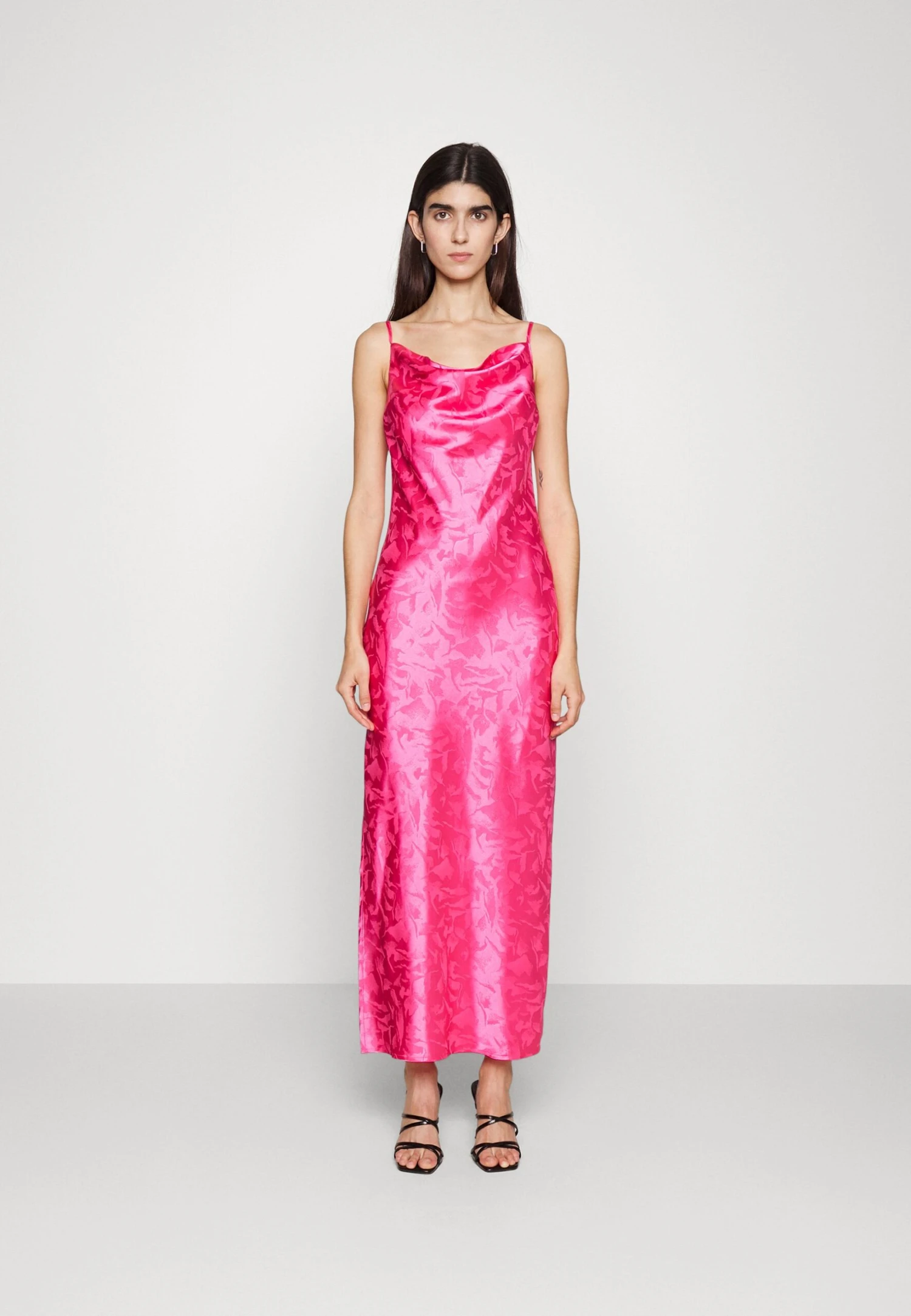 In The Style Cowl Front Midi Dress With Thigh Split - Cocktail Dress / Party Dress - Pink