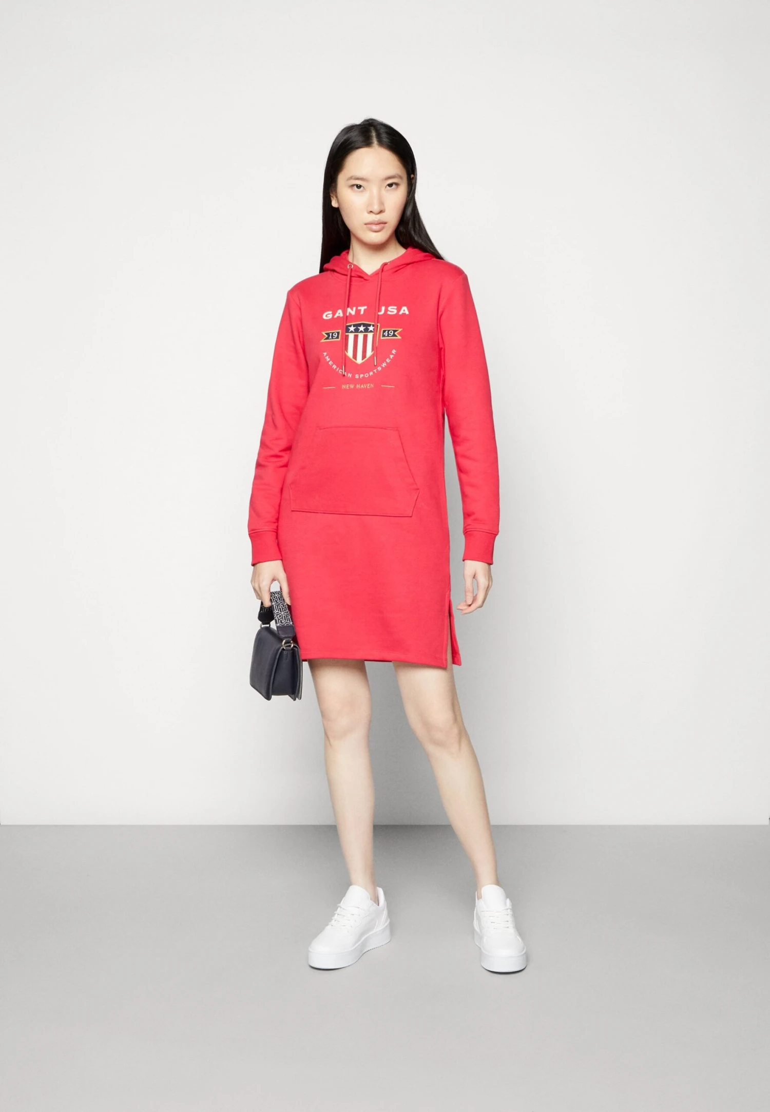 Gant Banner Shield Hoodie Dress - Day Dress - Raspberry Red - Image 2