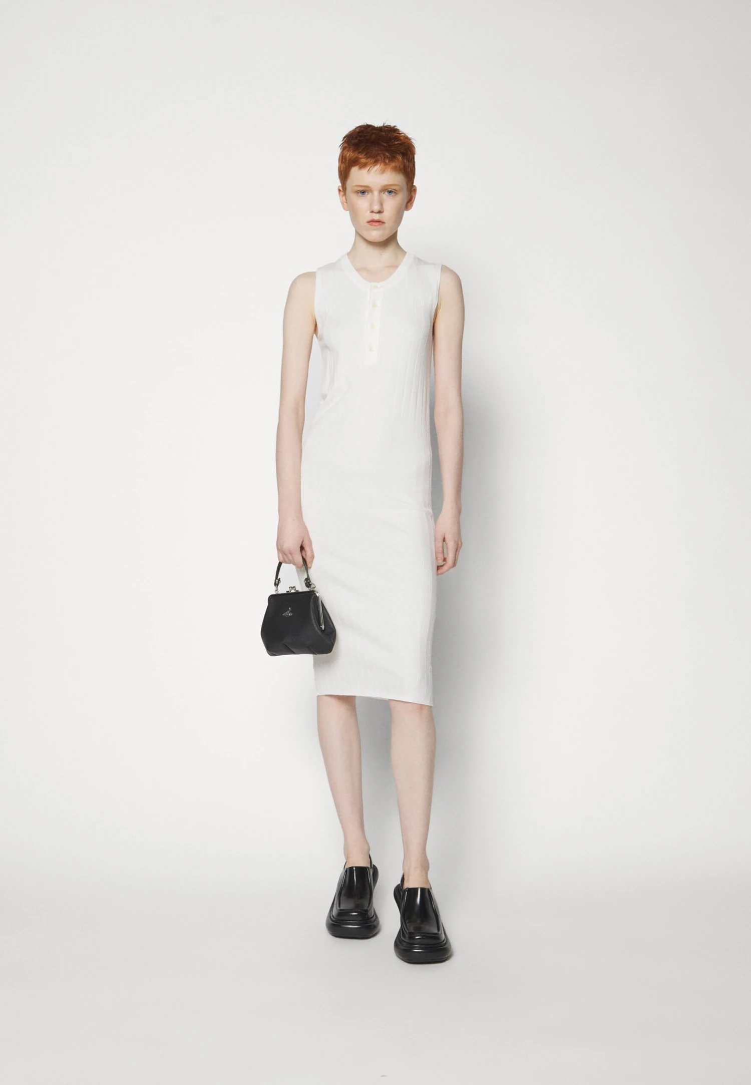 Sleeveless Serafino Dress - Jumper Dress - Natural White - Image 2