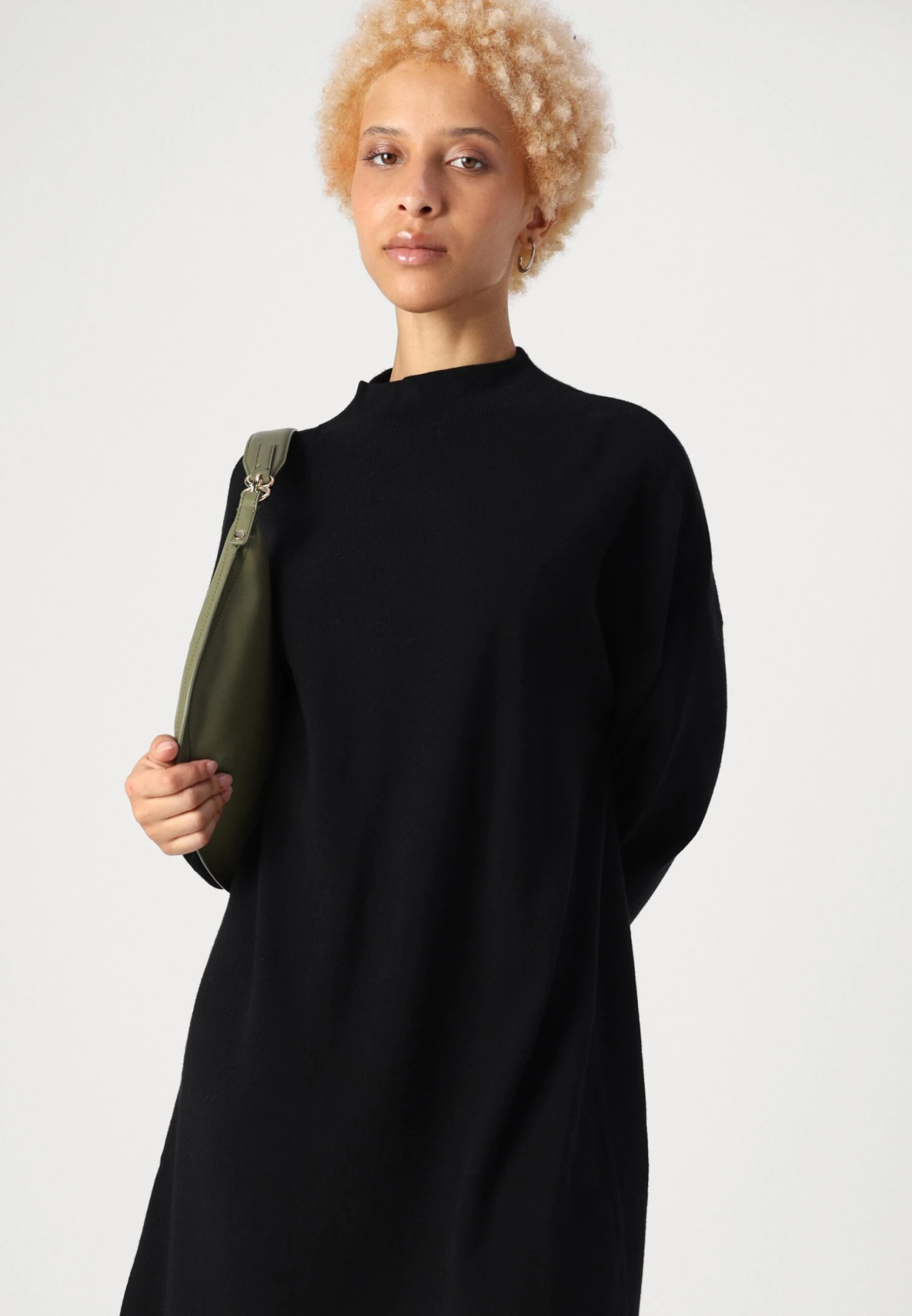 Vero Moda Petite VMNANCY FUNNEL NECK DRESS - Jumper Dress - Black - Image 4