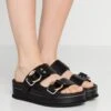 3.1 Phillip Lim Freida Platform Double Buckle Slide - Mules - Black
