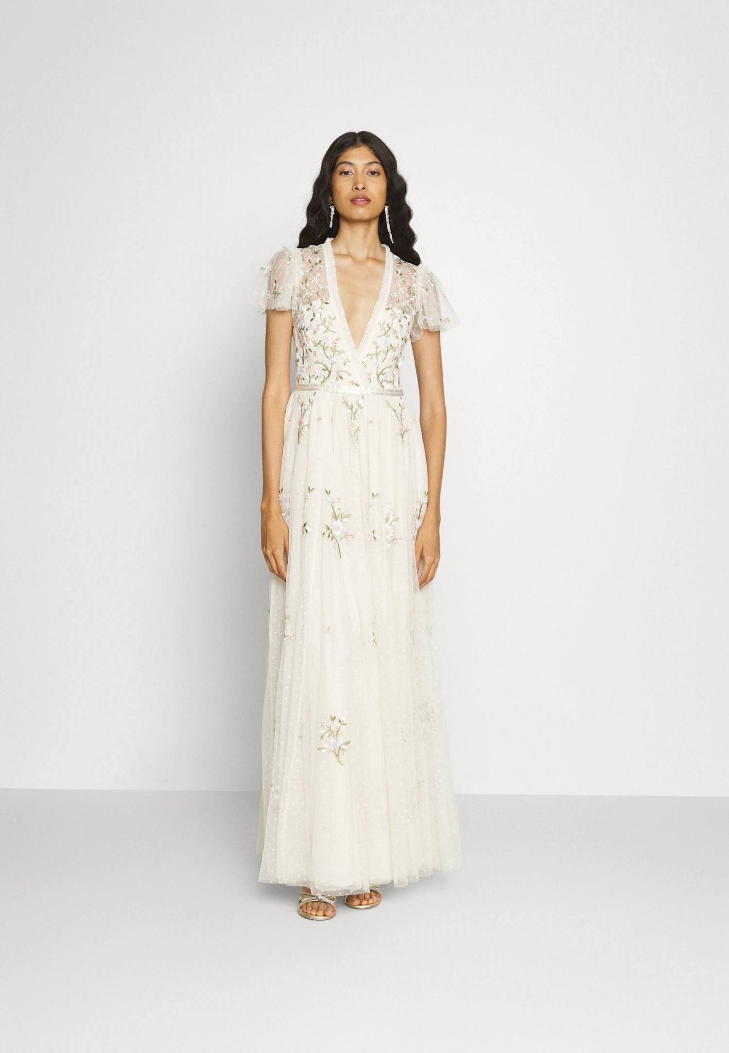 Needle & Thread Exclusive Petunia Cap Sleeve Gown - Occasion Wear - Cream