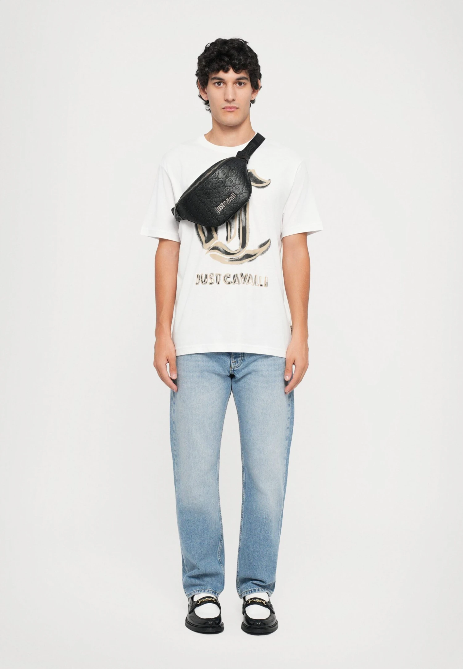 JUST CAVALLI JC METAL LETTERING STYLE 2 UNISEX - Cross Body Bag - Black