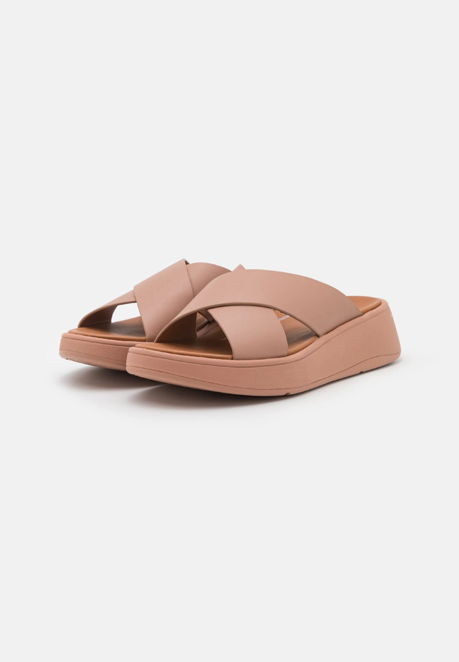 Fitflop Flatform Cross Slides - Heeled Mules - Beige - Image 3