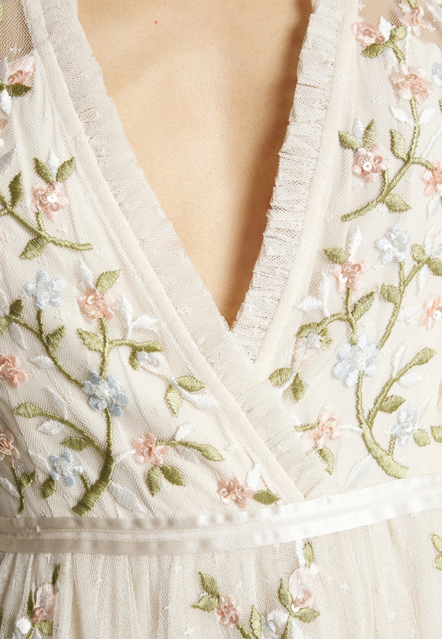 Needle & Thread Exclusive Petunia Cap Sleeve Gown - Occasion Wear - Cream - Image 8