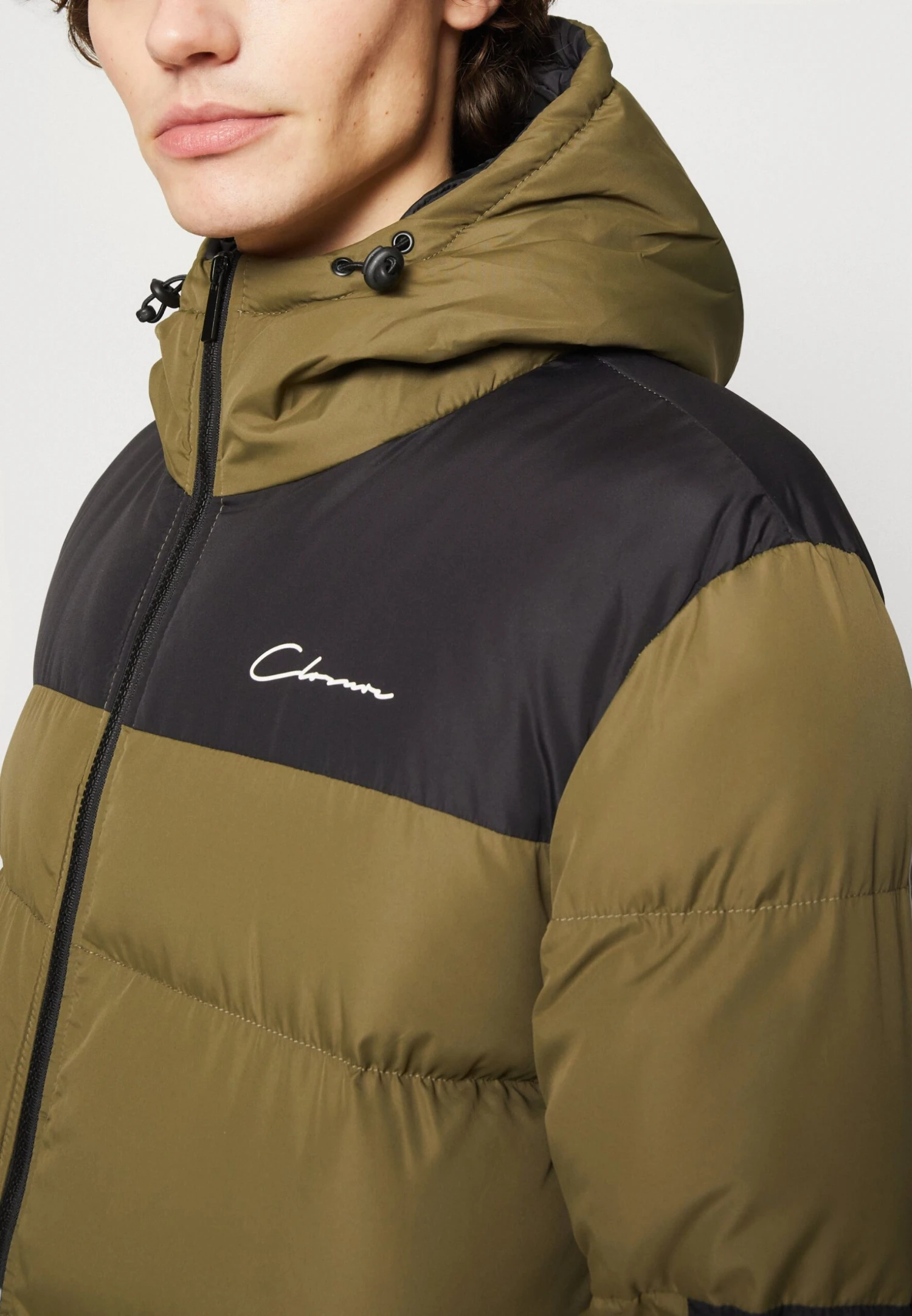 Panelled Contrast Puffer - Winter Jacket - Khaki - Image 6