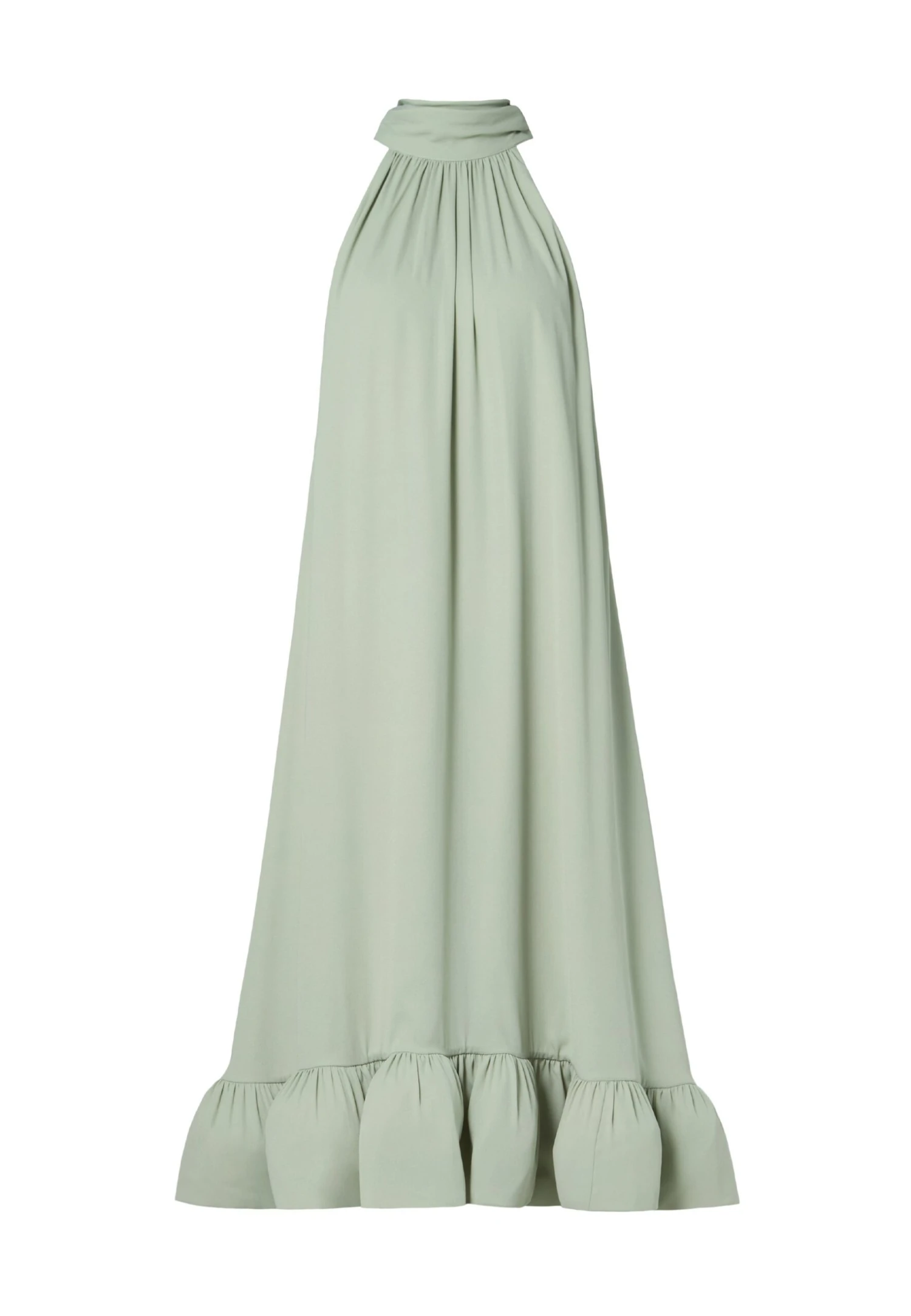 SABRINA HALTER NECK RUFFLED DRESS - Cocktail Dress / Party Dress - Sage - Image 3