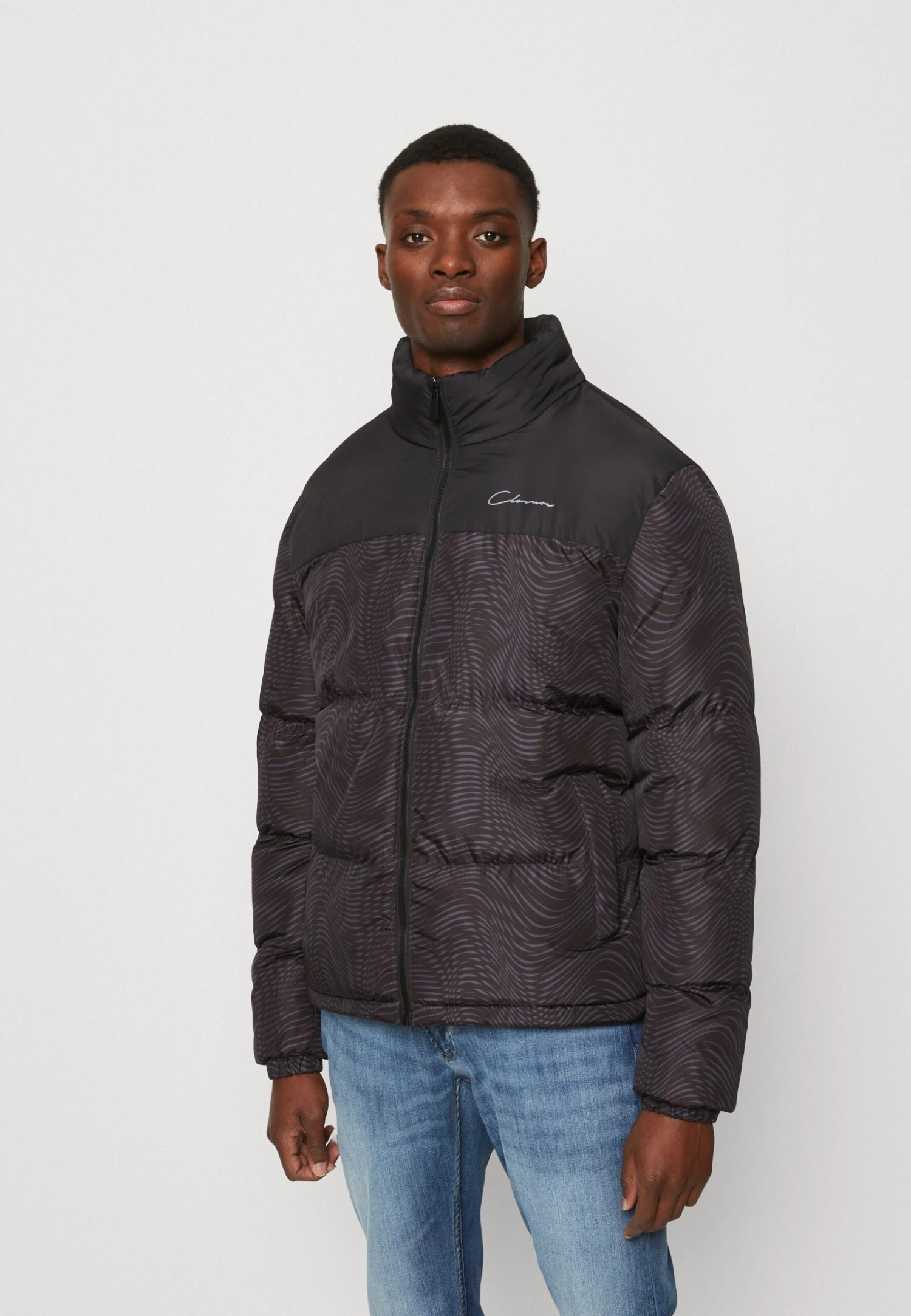 Contrast Wave Jacket - Winter Jacket - Black
