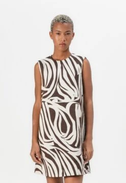 Marimekko HAHMO JOKURAITA - Cocktail Dress / Party Dress - Light Beige/dark Brown