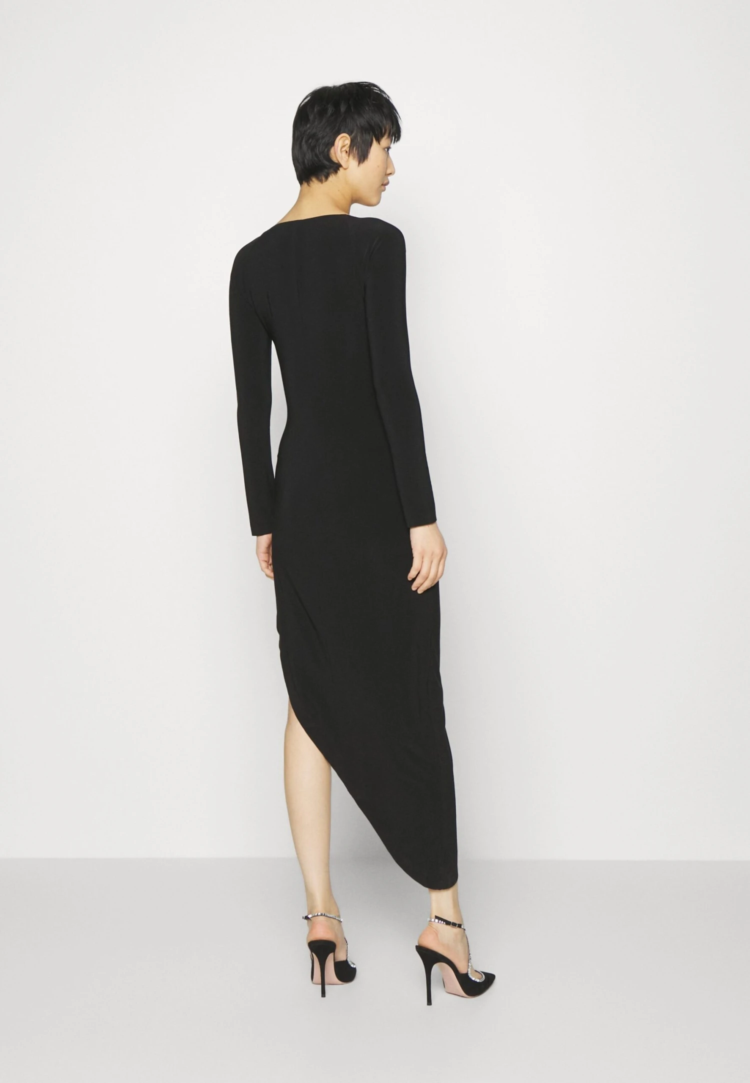 Norma Kamali Long Sleeve Sweetheart Side Drape Gown - Jersey Dress - Black - Image 5