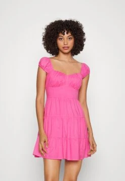 Hollister Co. Sleeve Short Dress - Day Dress - Pink Solid