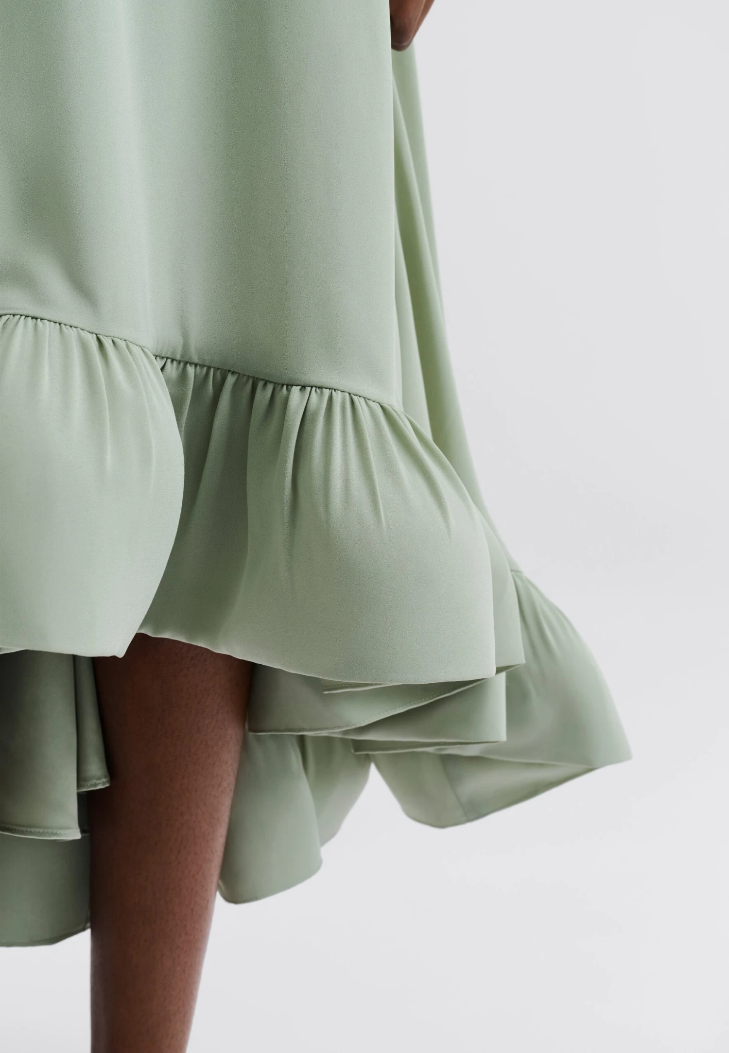 SABRINA HALTER NECK RUFFLED DRESS - Cocktail Dress / Party Dress - Sage - Image 4