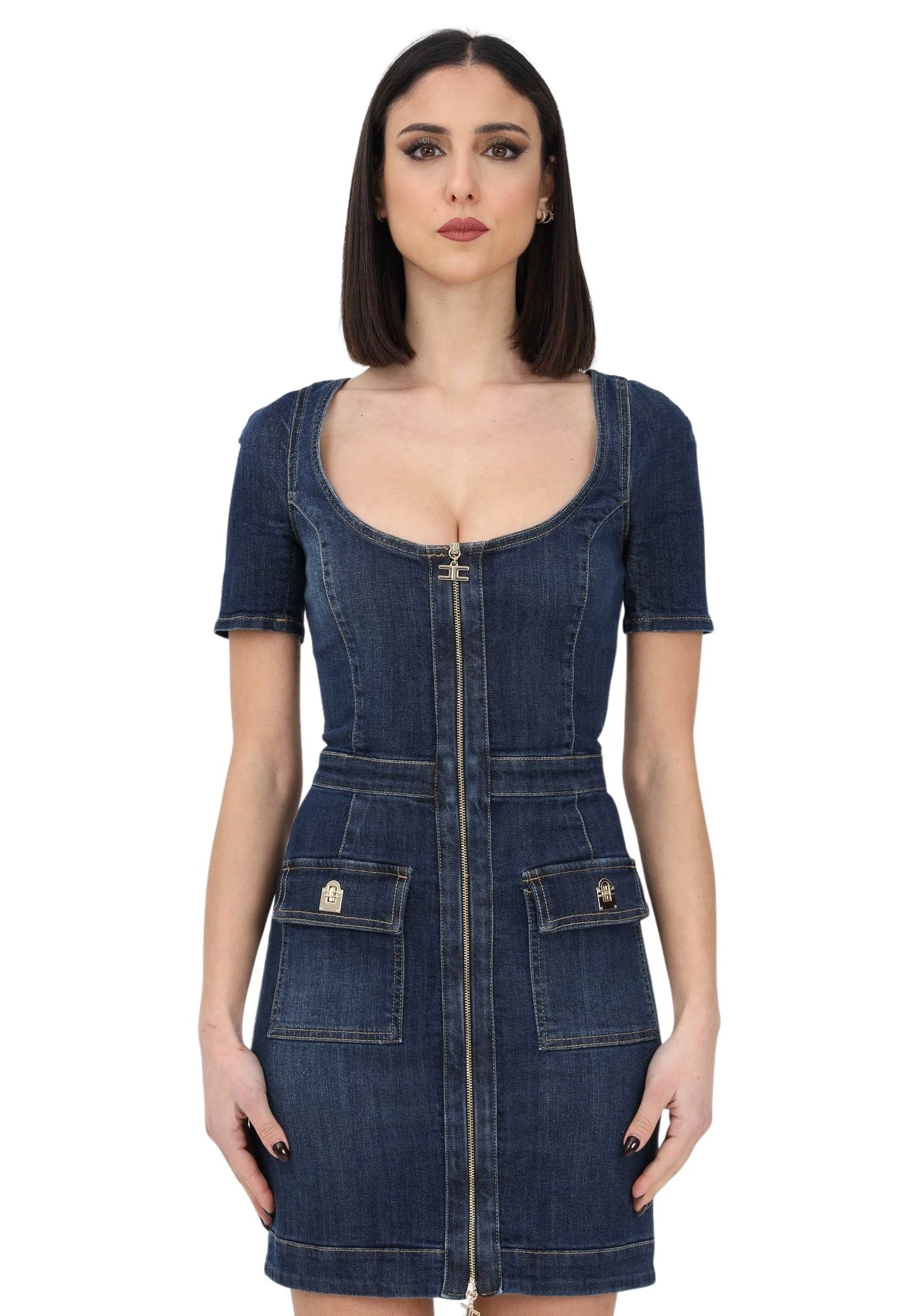 Elisabetta Franchi Denim Dress - Blue Denim - Image 5