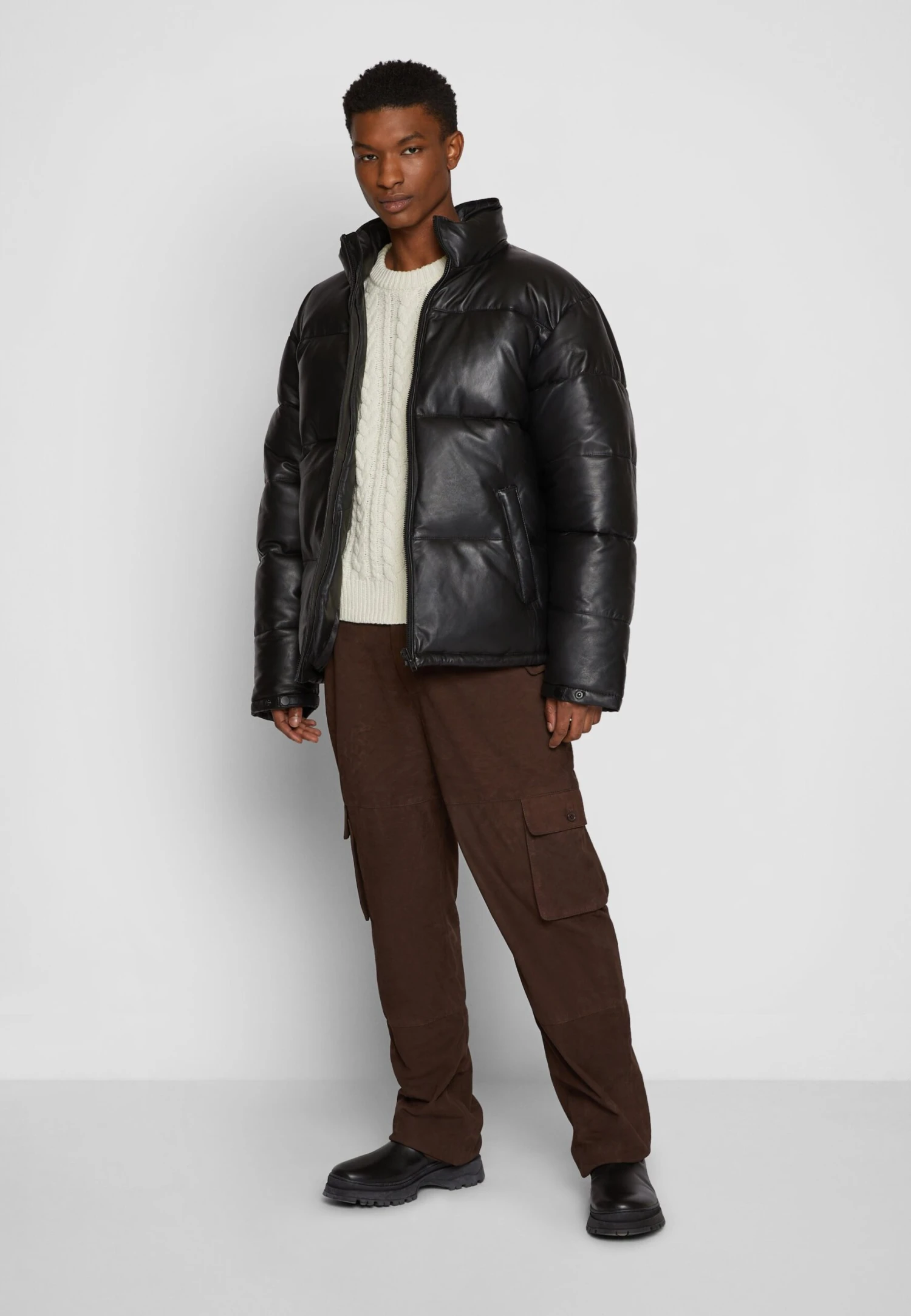 Denver Puffer - Leather Jacket - Black - Image 5