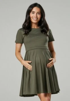 Happy Mama Maternity Summer Nursing - Day Dress - Khaki