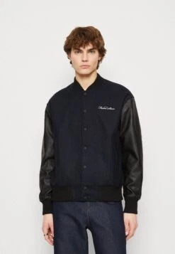 Signature Varsity Jacket - Faux Leather Jacket - Navy