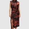 AllSaints Isa Claudia- Cocktail Dress / Party Dress - Deep Rust Red