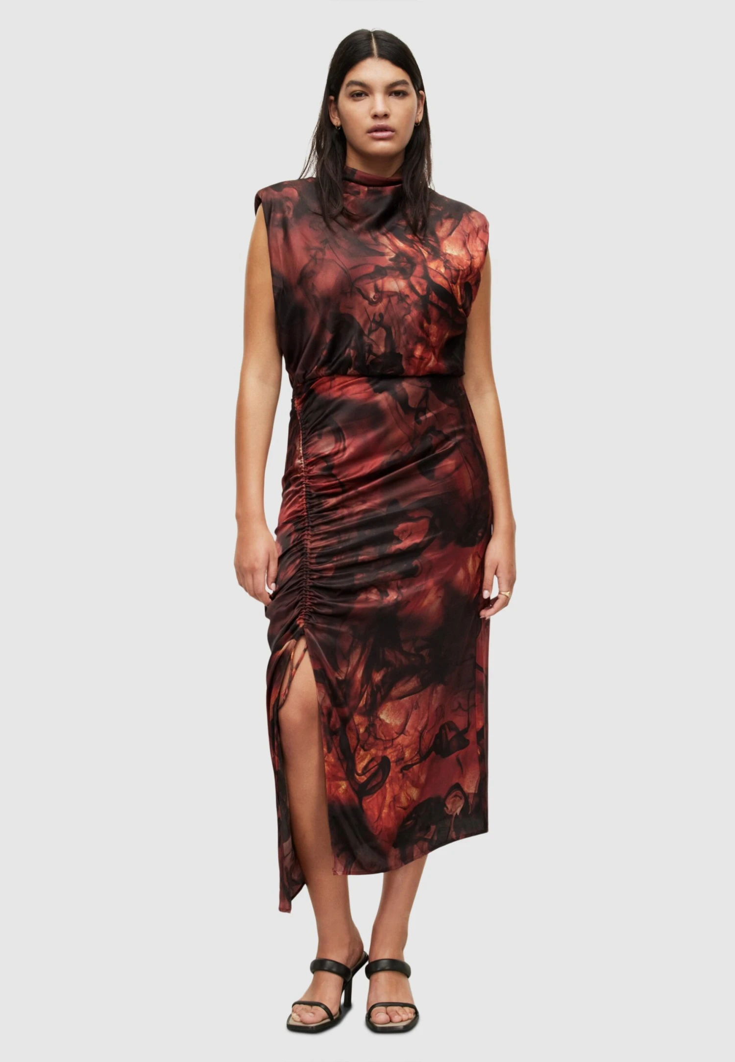 AllSaints Isa Claudia- Cocktail Dress / Party Dress - Deep Rust Red