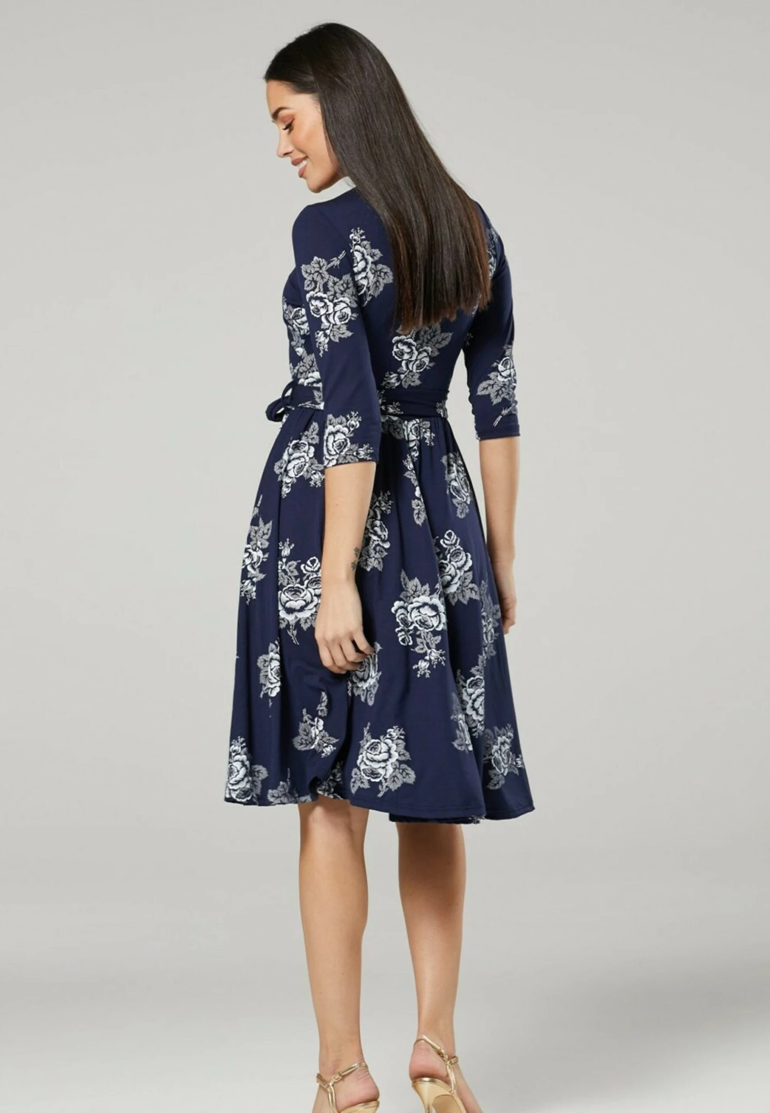 Happy Mama Maternity Wrap Nursing- Jersey Dress - Dark Blue - Image 3