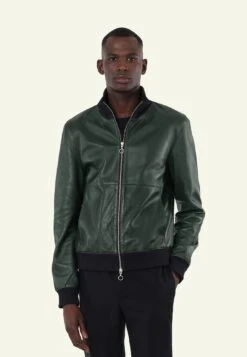 SERGE PARIENTE Discret - Leather Jacket - Green/Black