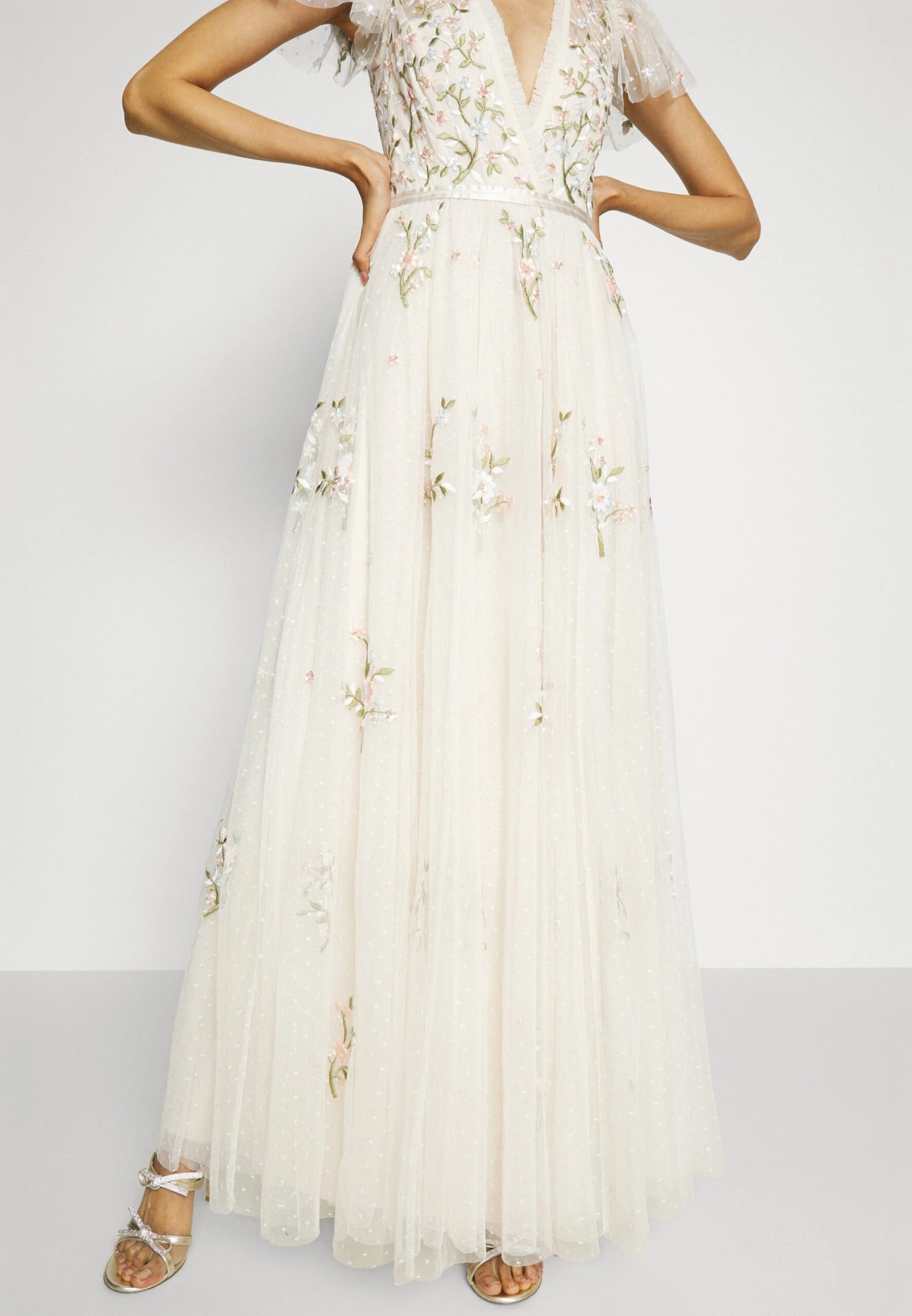 Needle & Thread Exclusive Petunia Cap Sleeve Gown - Occasion Wear - Cream - Image 5