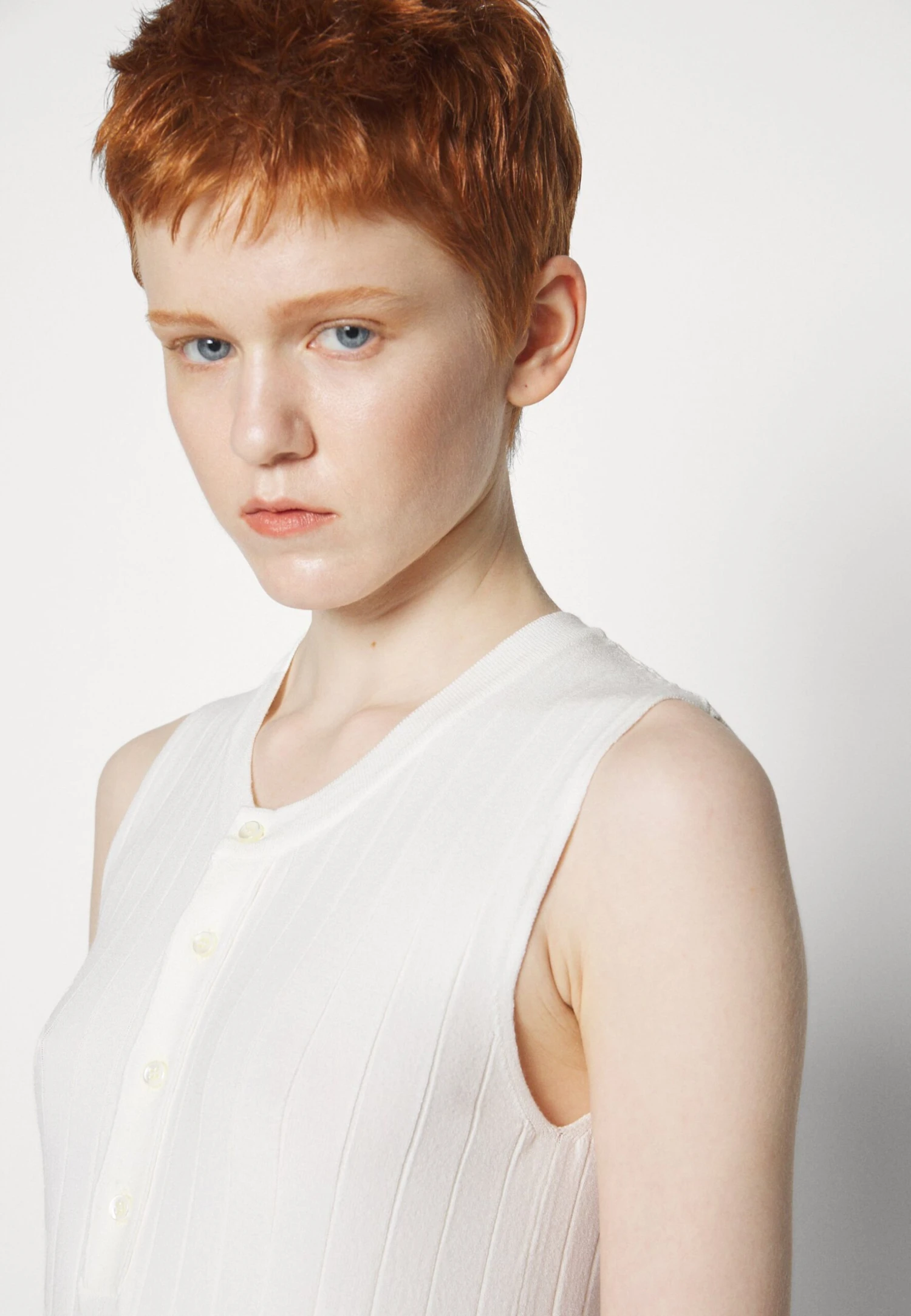 Sleeveless Serafino Dress - Jumper Dress - Natural White - Image 6