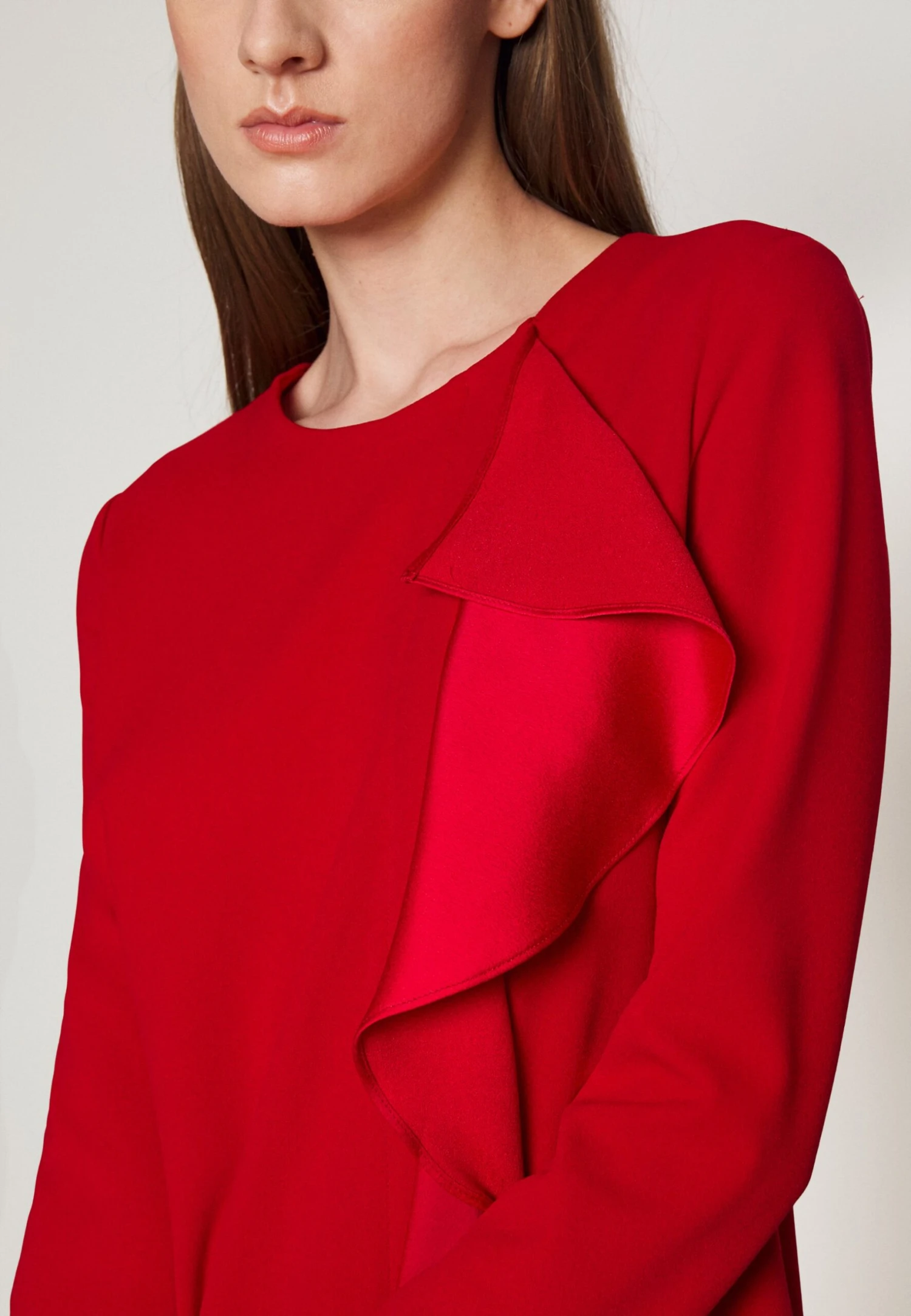 DKNY Cascading Ruffle Dress - Jersey Dress - Scarlet - Image 5