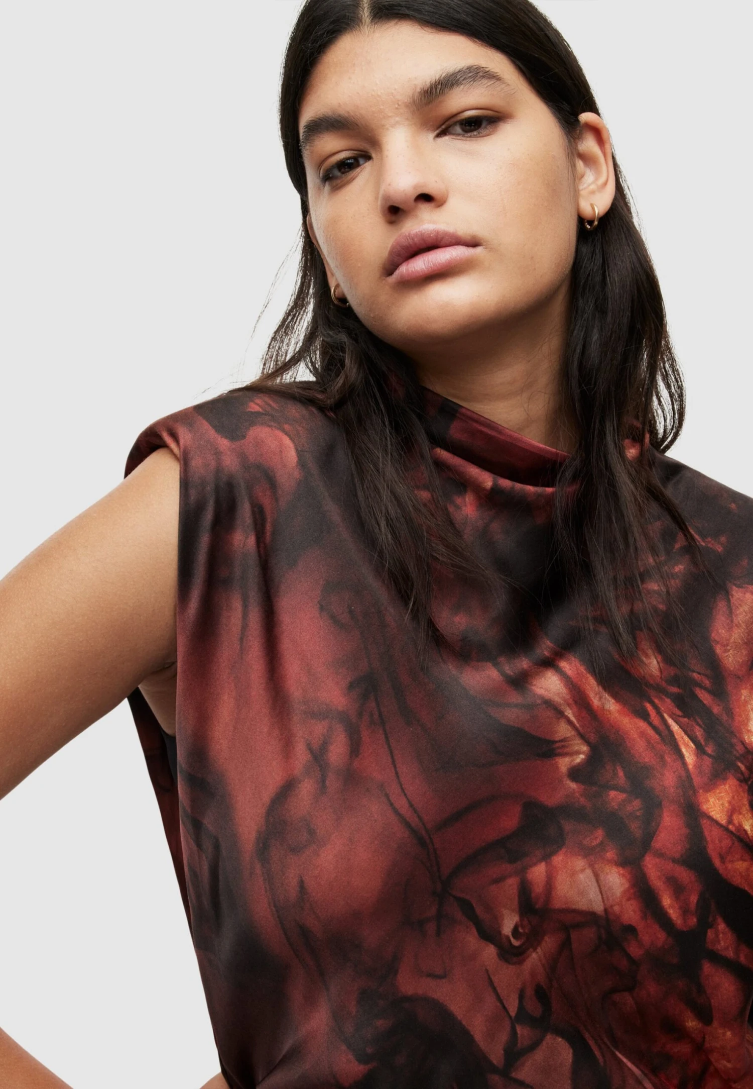 AllSaints Isa Claudia- Cocktail Dress / Party Dress - Deep Rust Red - Image 4