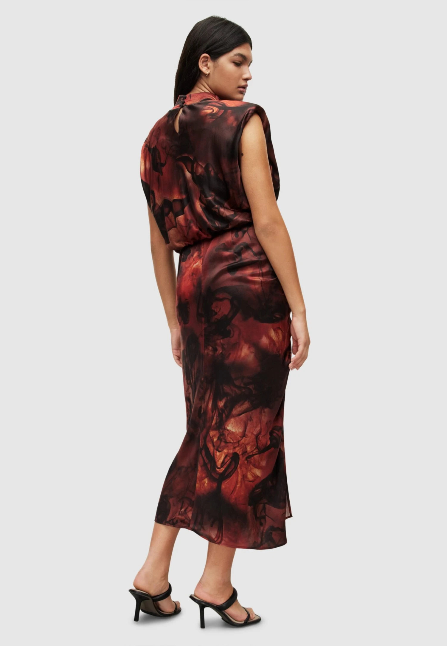 AllSaints Isa Claudia- Cocktail Dress / Party Dress - Deep Rust Red - Image 3