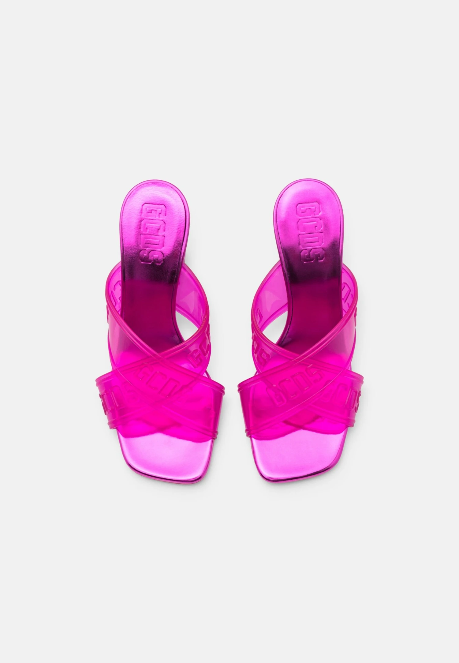 GCDS Transpallic Criss Cross- Heeled Mules - Fucsia - Image 5