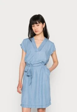 B.young Lana V Neck Dress - Day Dress - Mid Blue Denim