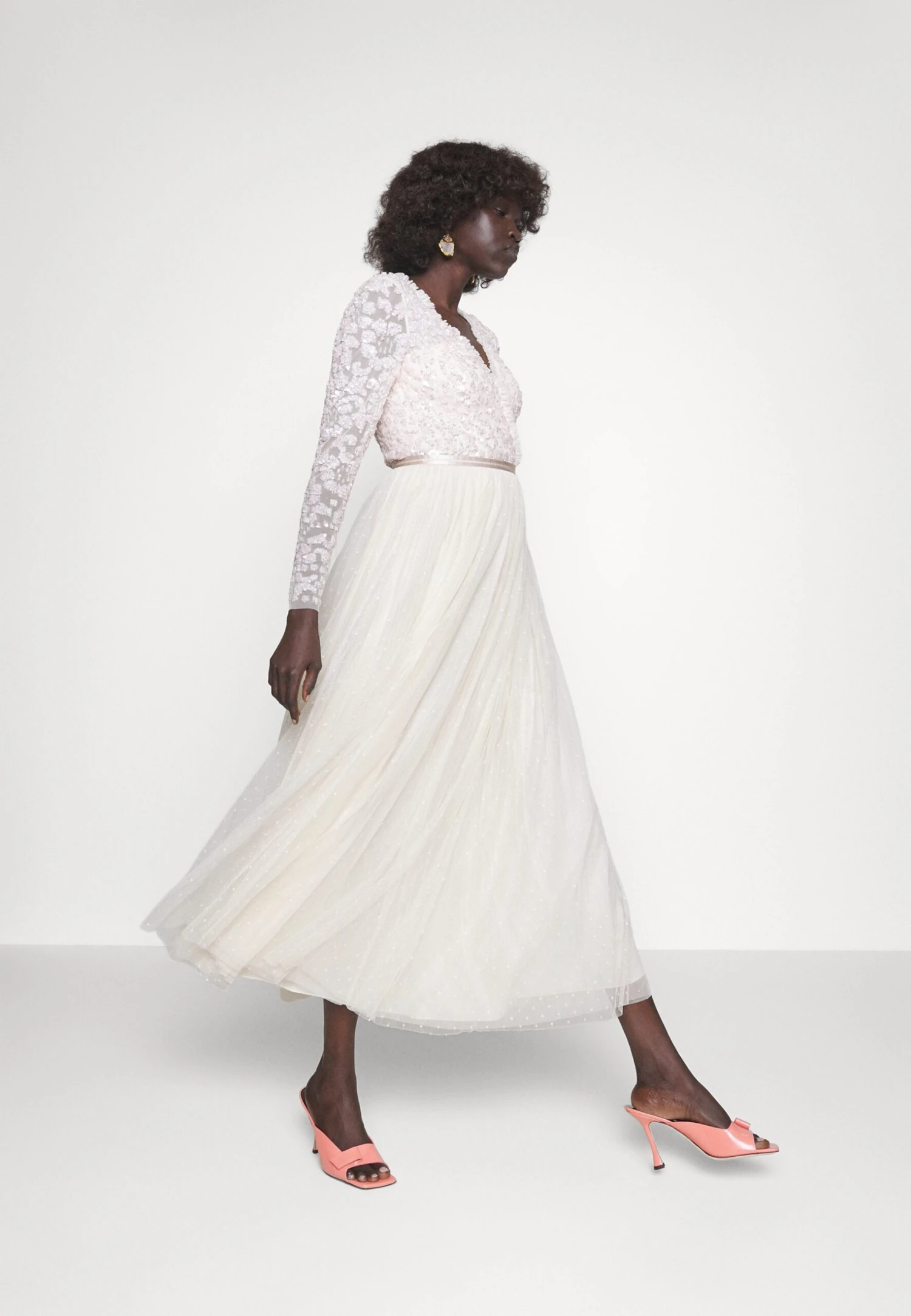 Needle & Thread Tempest Bodice V-Neck Ankle Gown - Occasion Wear - Champagne/Pink - Image 2