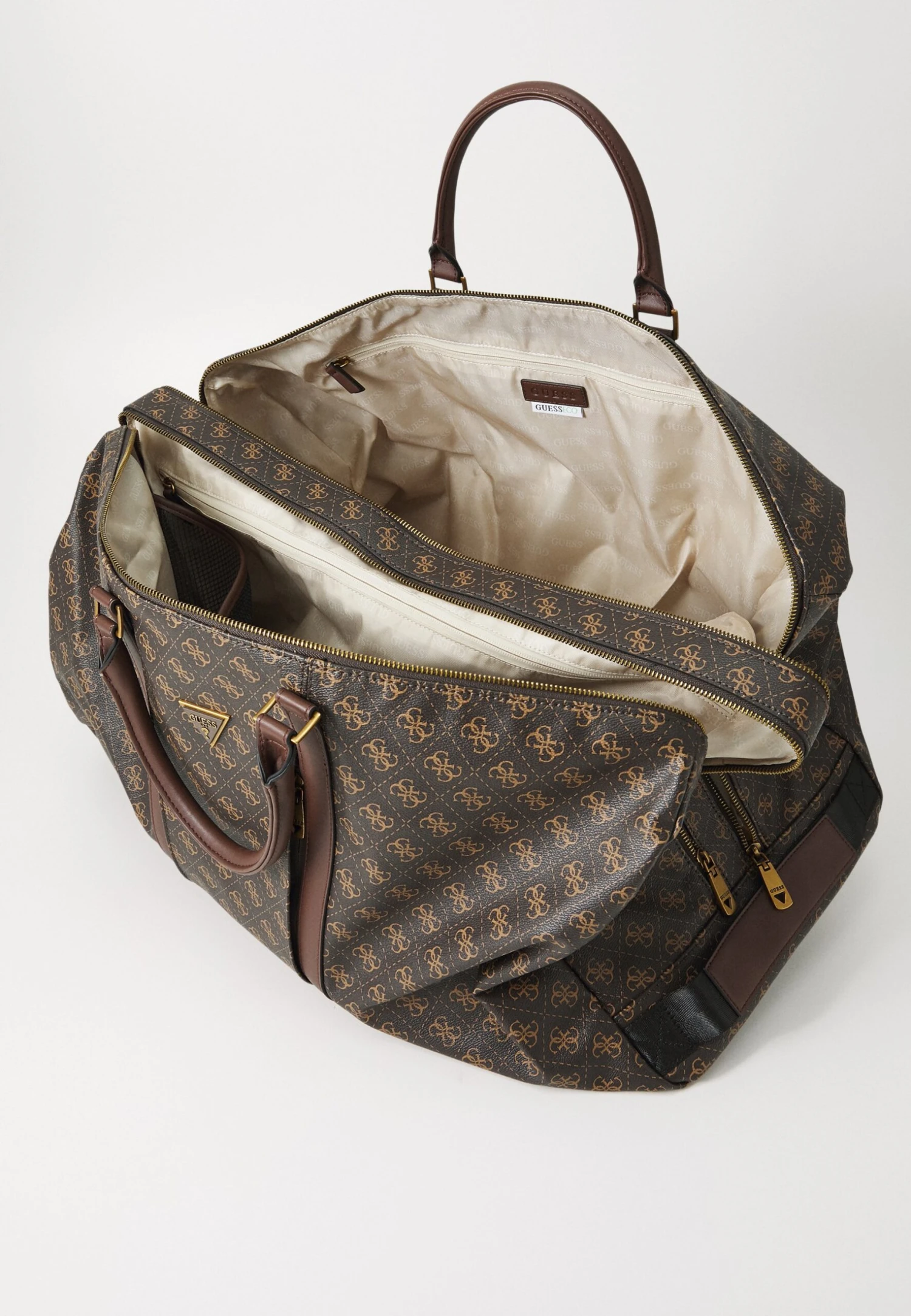 Guess PISA DOUBLE ZIP - Weekend Bag - Brown/ochre/burgundy - Image 4