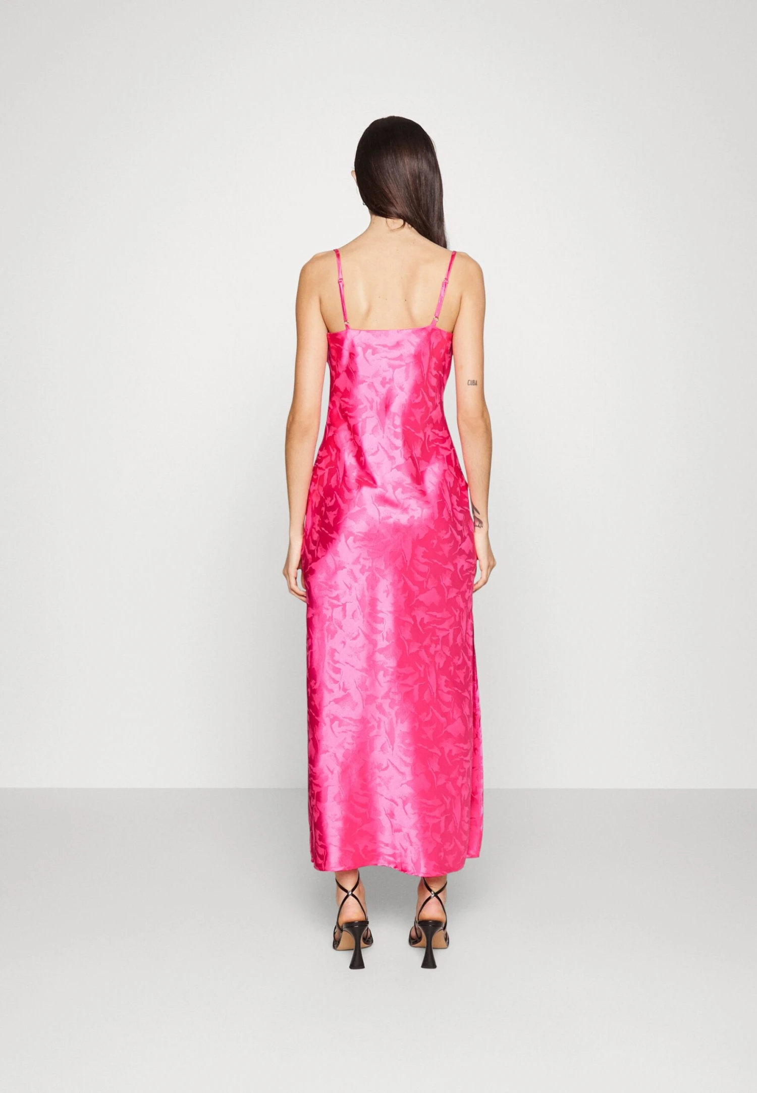 In The Style Cowl Front Midi Dress With Thigh Split - Cocktail Dress / Party Dress - Pink - Image 3
