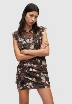 AllSaints Hali Alessandra- Cocktail Dress / Party Dress - Animal Brown