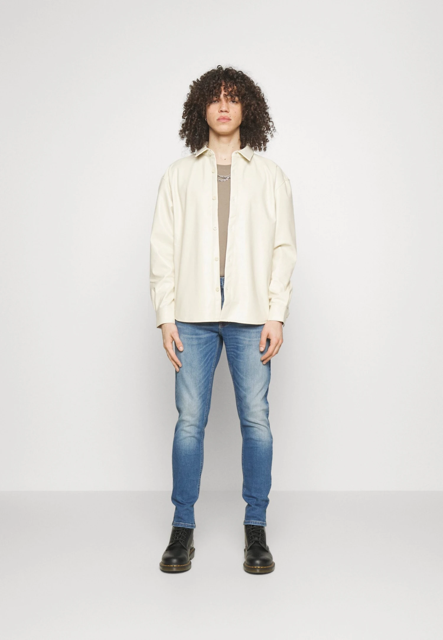 YOURTURN Unisex - Faux Leather Jacket - Beige - Image 2