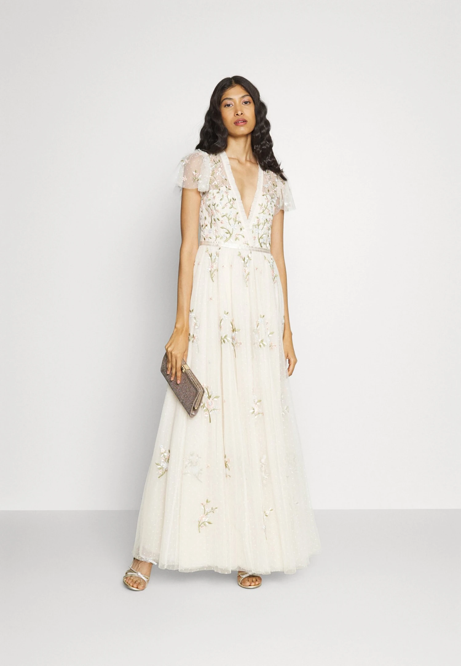 Needle & Thread Exclusive Petunia Cap Sleeve Gown - Occasion Wear - Cream - Image 2