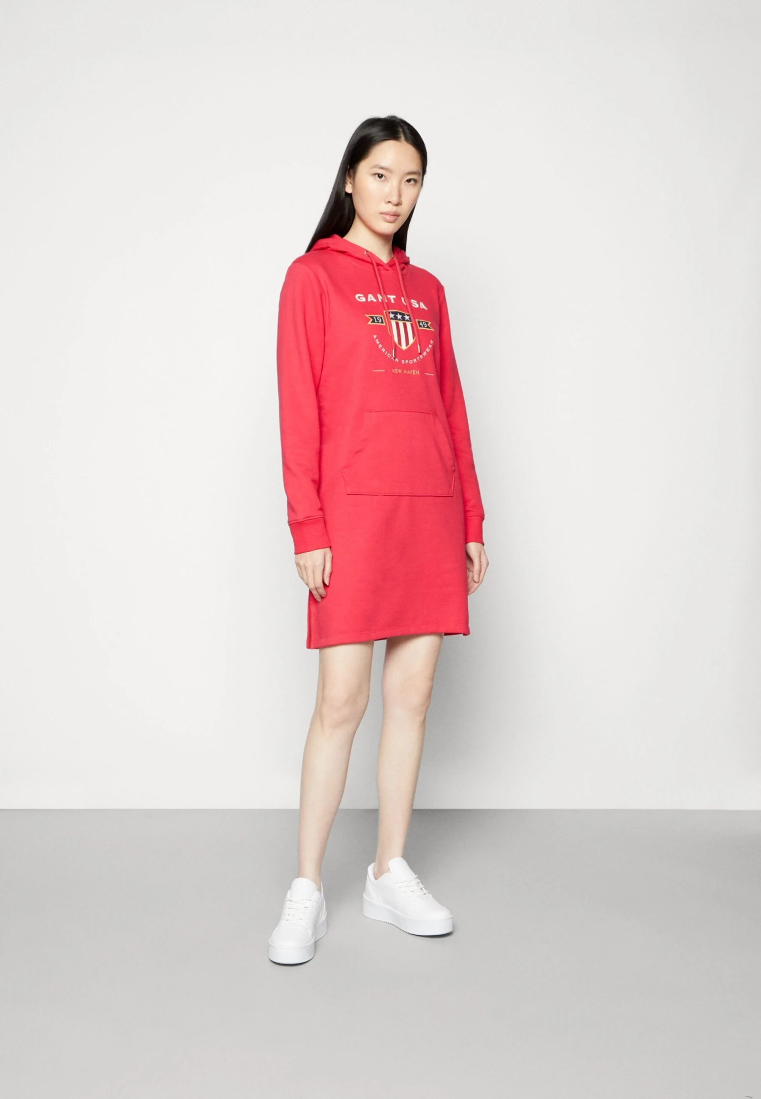 Gant Banner Shield Hoodie Dress - Day Dress - Raspberry Red