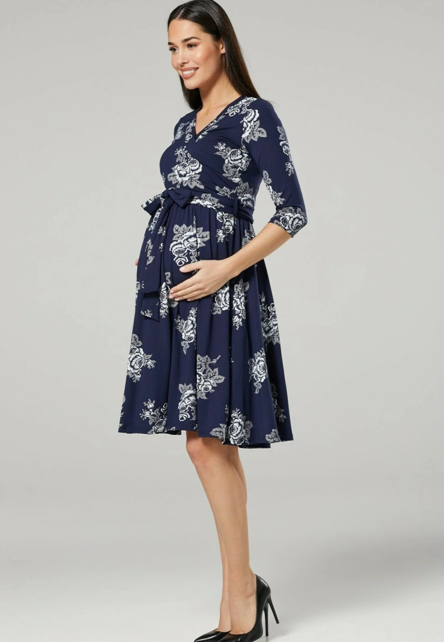Happy Mama Maternity Wrap Nursing- Jersey Dress - Dark Blue - Image 6