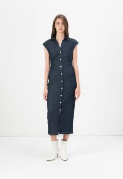 ONLY ONLBABE CAPSLEEVE MIDI DRESS - Denim Dress - Dark Blue Denim