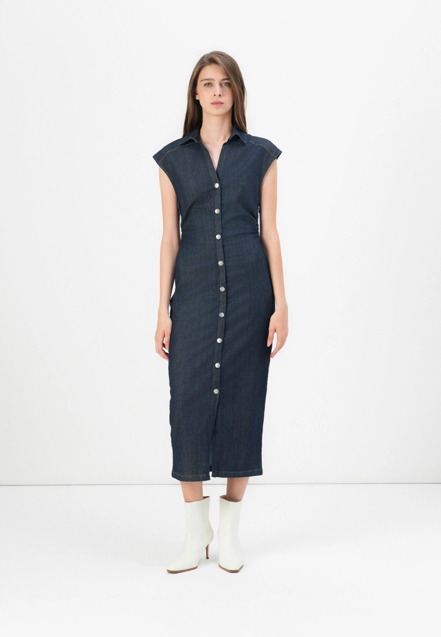 ONLY ONLBABE CAPSLEEVE MIDI DRESS - Denim Dress - Dark Blue Denim