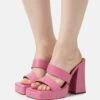Heeled Mules - Hot Pink