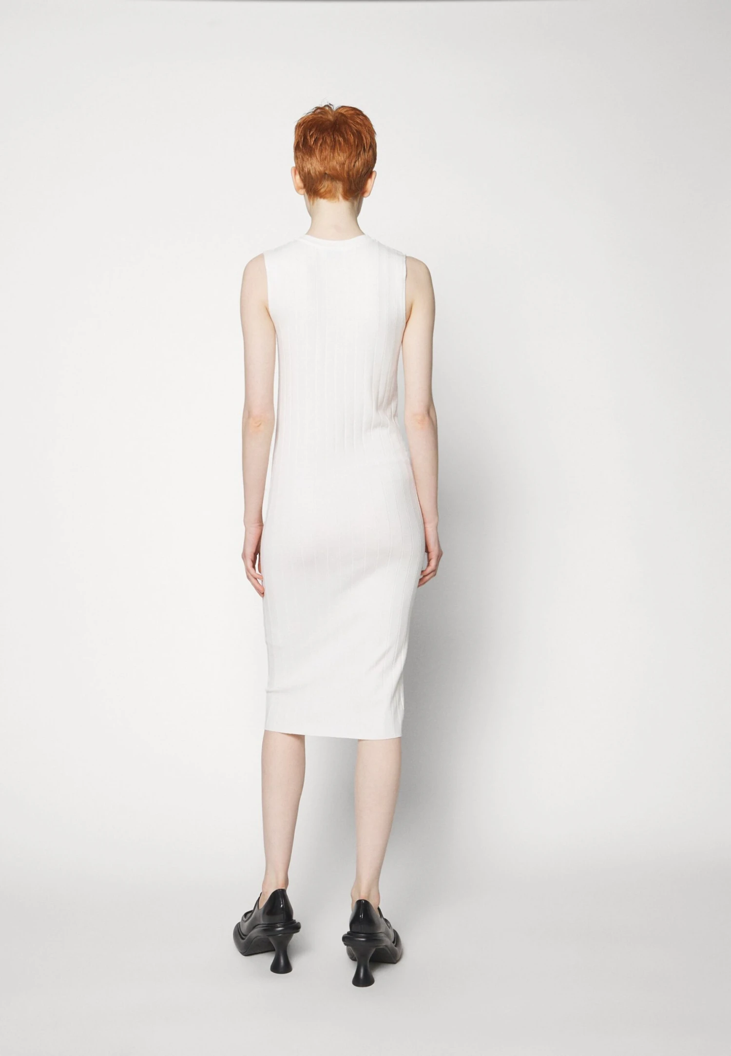 Sleeveless Serafino Dress - Jumper Dress - Natural White - Image 5