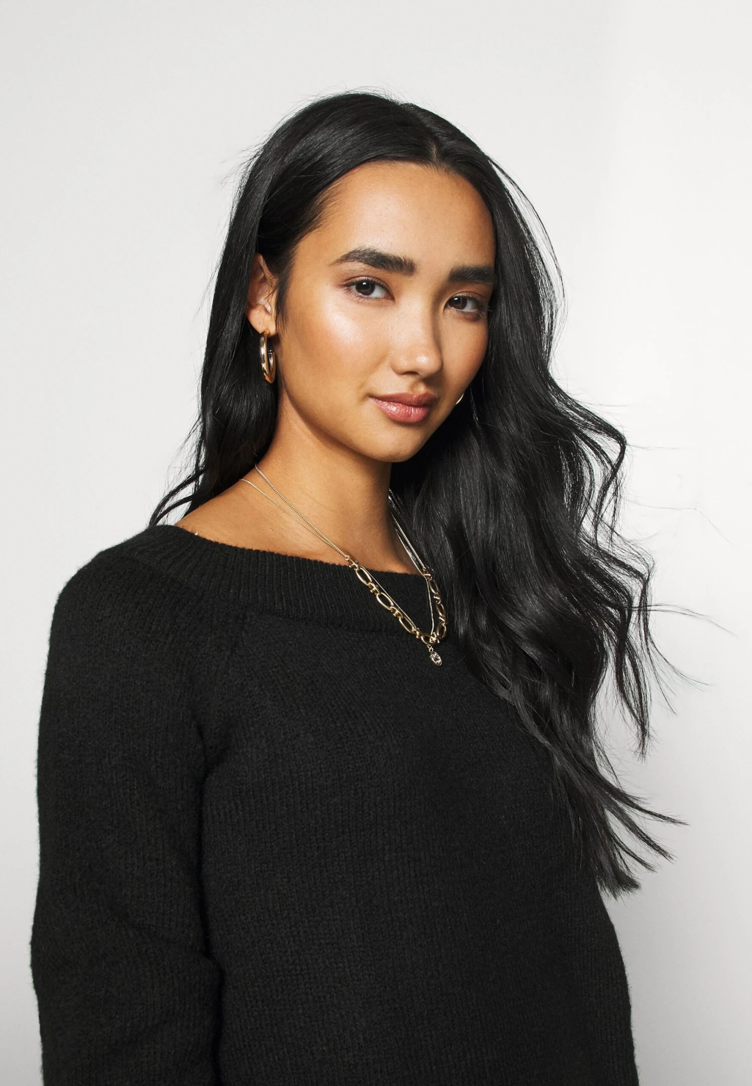 Even&Odd Schulterfrei Mini Strickkleid - Jumper Dress - Black - Image 4