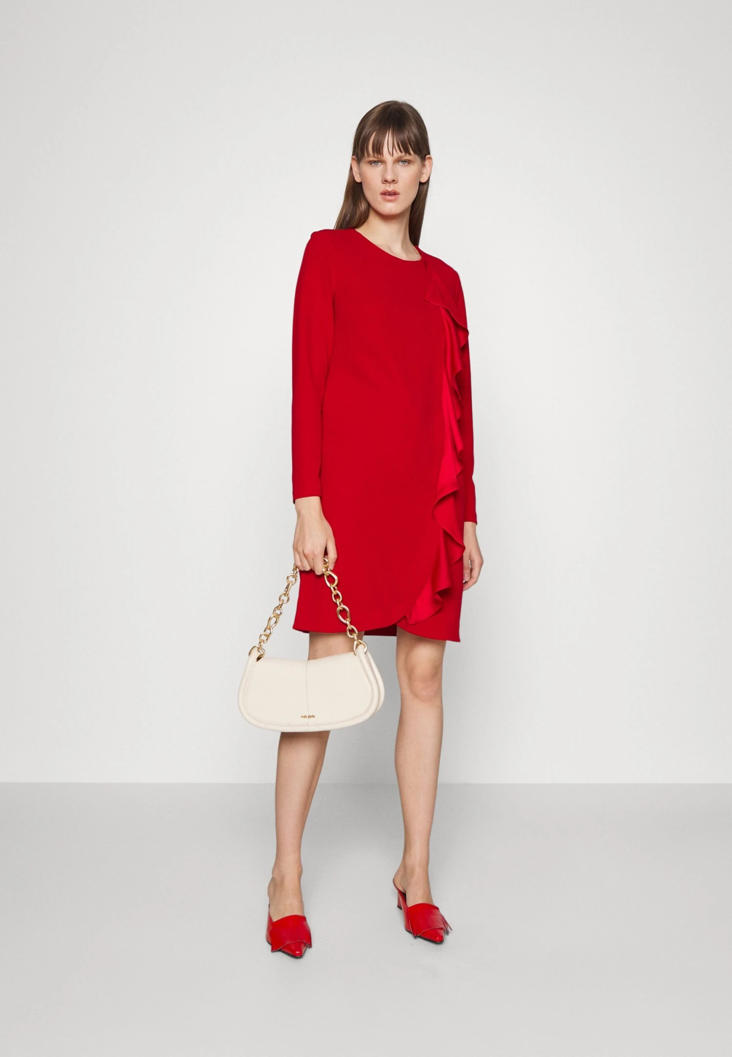 DKNY Cascading Ruffle Dress - Jersey Dress - Scarlet - Image 2