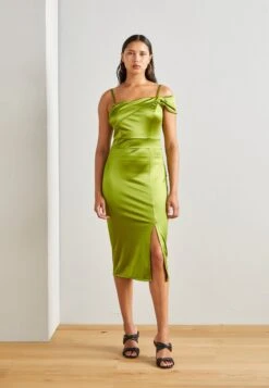 Wal G Peace Off Shoulder Midi - Cocktail Dress / Party Dress - Olive Green