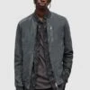 AllSaints Kemble- Leather Jacket - Slatestone Grey