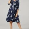 Happy Mama Maternity Wrap Nursing- Jersey Dress - Dark Blue