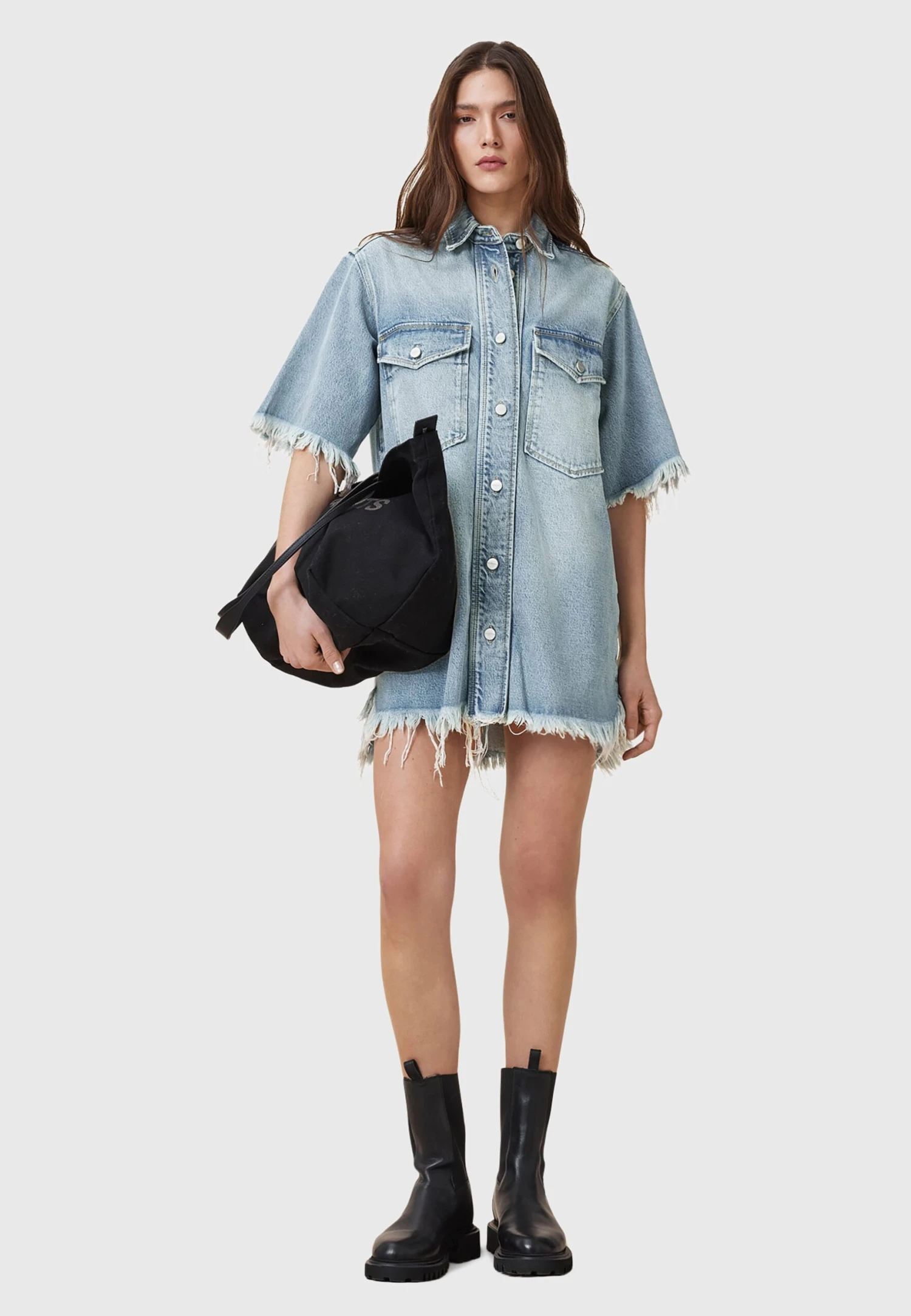 AllSaints DRESS - Denim Dress - Light Indigo - Image 2