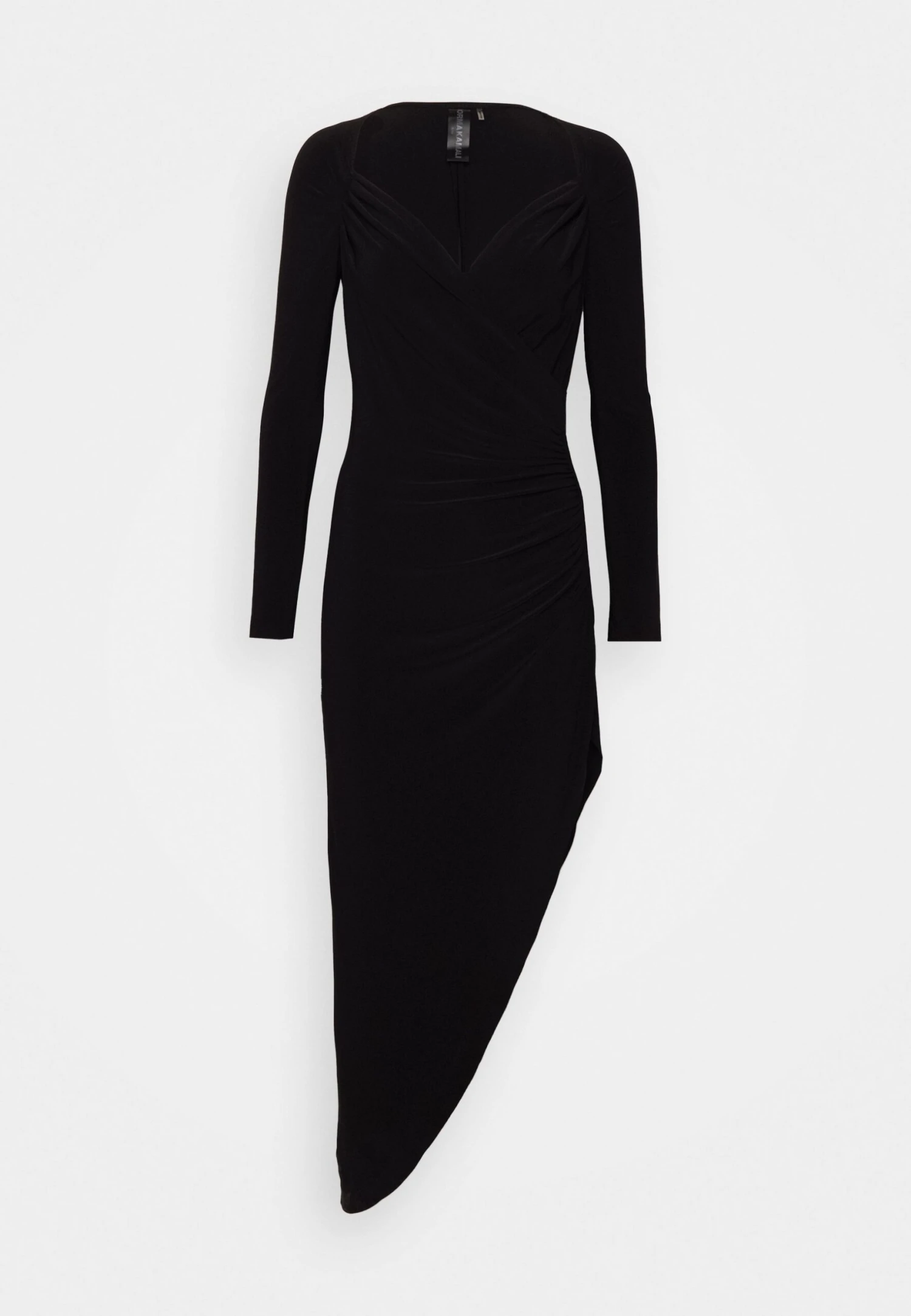 Norma Kamali Long Sleeve Sweetheart Side Drape Gown - Jersey Dress - Black - Image 7